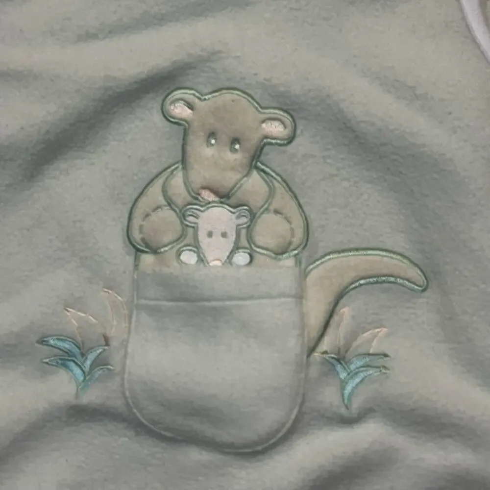 Vintage‎ Infant Kangaroo Snowsuit Unisex 0-6M Hooded Fleece Bunting Sack Hooded